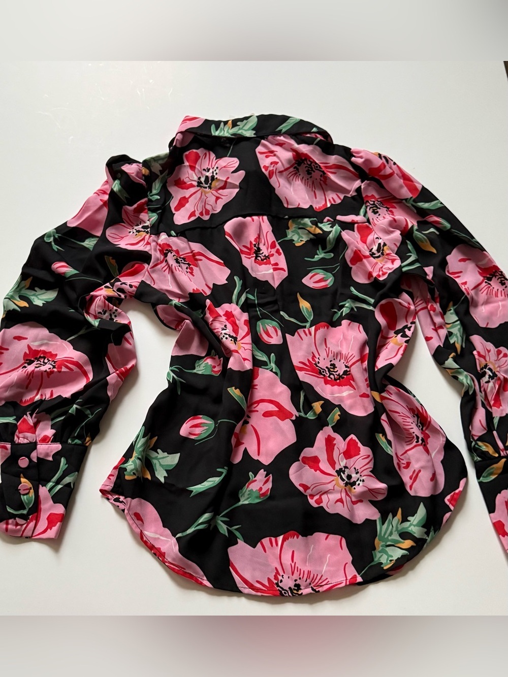 BTFBM Poppy print button down blouse S Small NWT - Picture 3 of 13